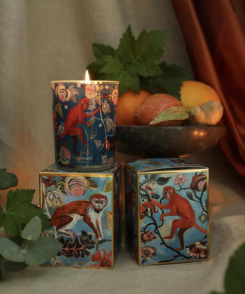 Bois Dansant Candle with case - Decorated glass pot