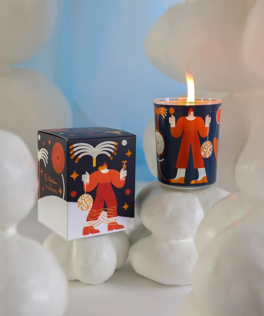 Le Feu sous la Glace Candle with case - Decorated glass pot